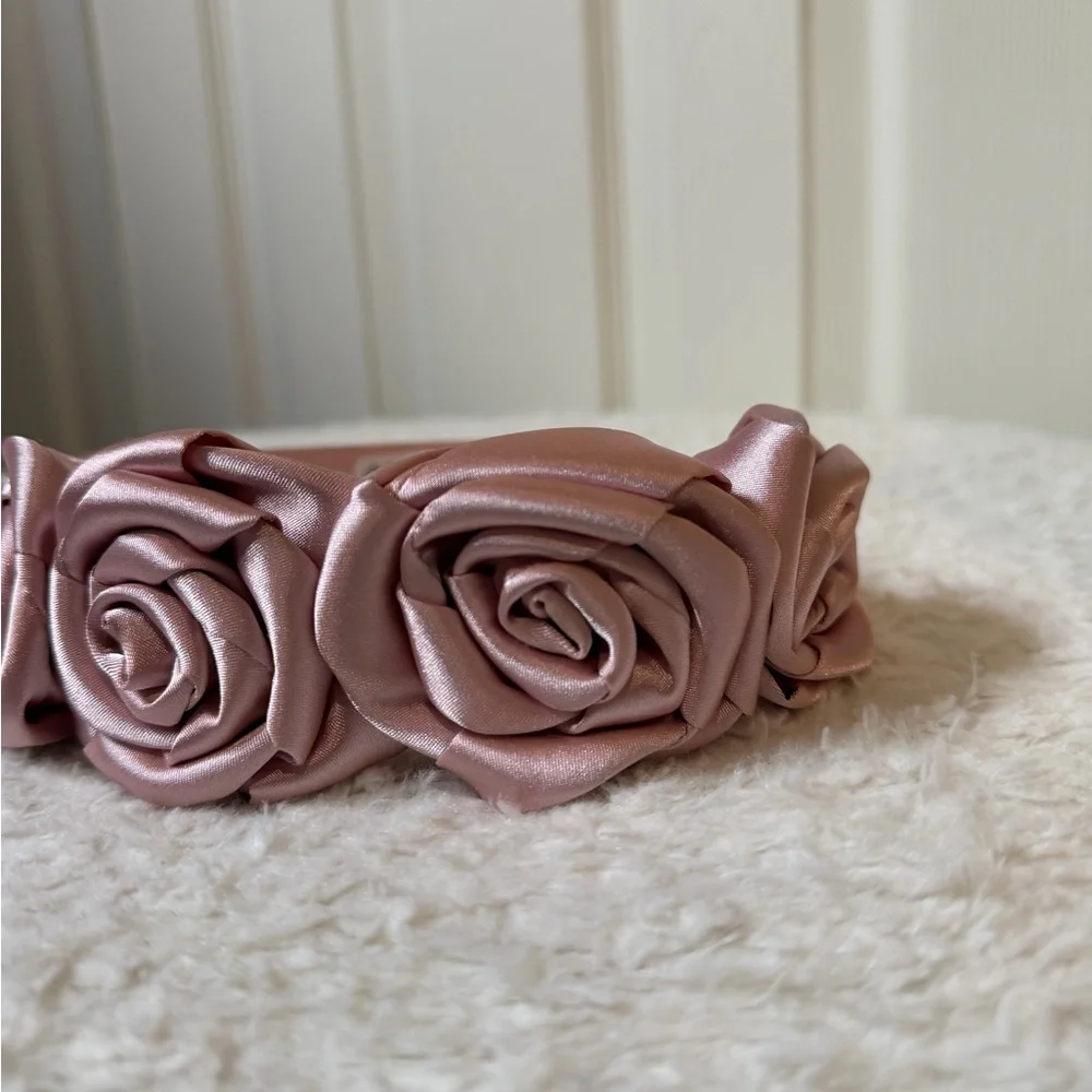 4/$25 Claire’s Girls Pink Satin Rose Headband One Size